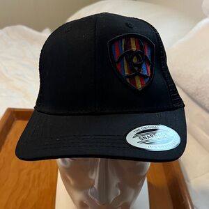 Ariat Black Snapback Cap with Multicolor Striped Shield Patch